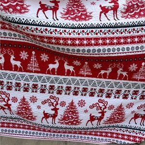 Holiday Reindeer Red and White Throw Blanket